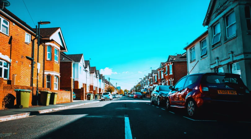 Cars parked along a residential street in the UK, more vulnerable to theft than those kept in garages and driveways